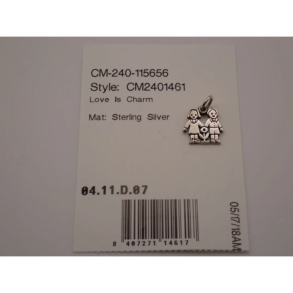 NEW James Avery RETIRED Love Is Charm Silver Pendant Children Boy Girl Flower - Picture 3 of 3